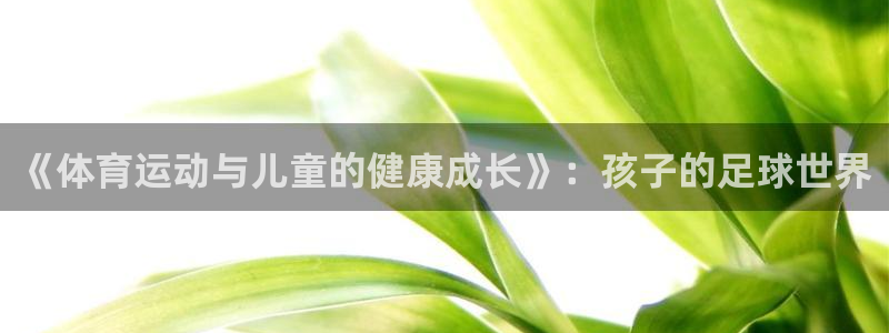 捷豹体育App下载：《体育运动与儿童的健康成长》：孩子的足球世界